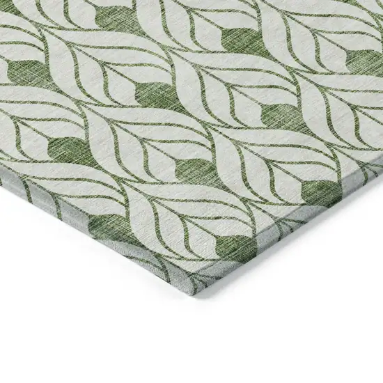 Green And Ivory Geometric Washable Indoor Outdoor Area Rug Photo 5