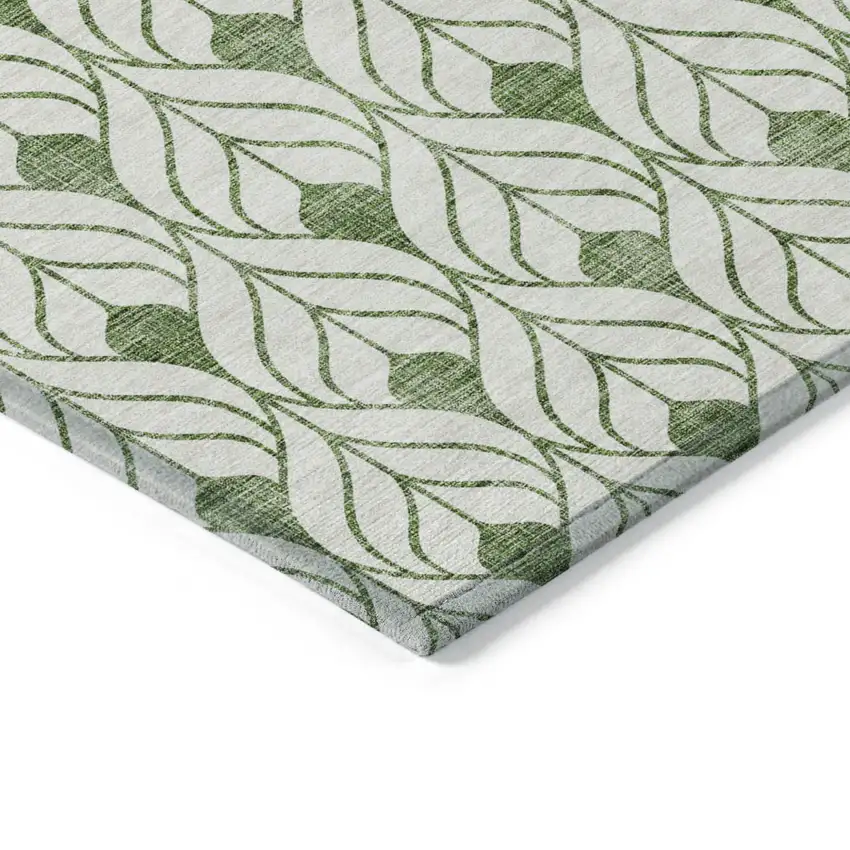 Green And Ivory Geometric Washable Indoor Outdoor Area Rug Photo 5