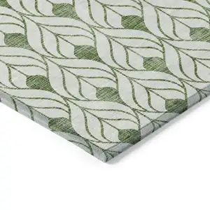 Photo of Green And Ivory Geometric Washable Indoor Outdoor Area Rug
