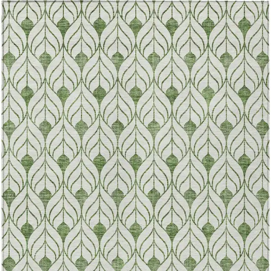 Green And Ivory Geometric Washable Indoor Outdoor Area Rug Photo 7