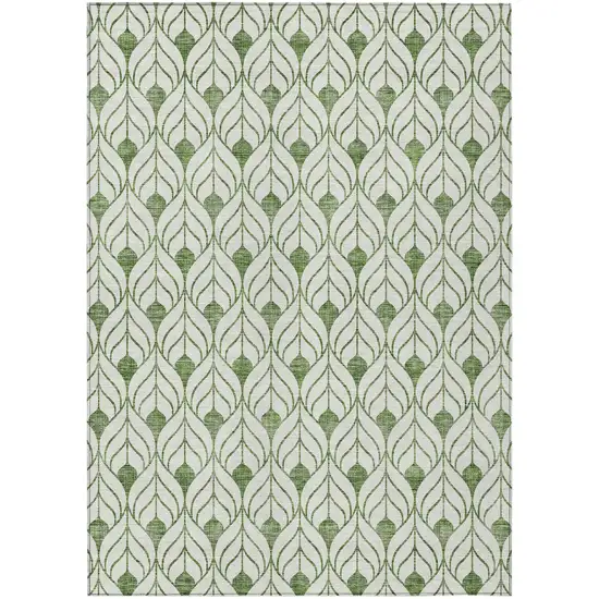 Green And Ivory Geometric Washable Indoor Outdoor Area Rug Photo 2