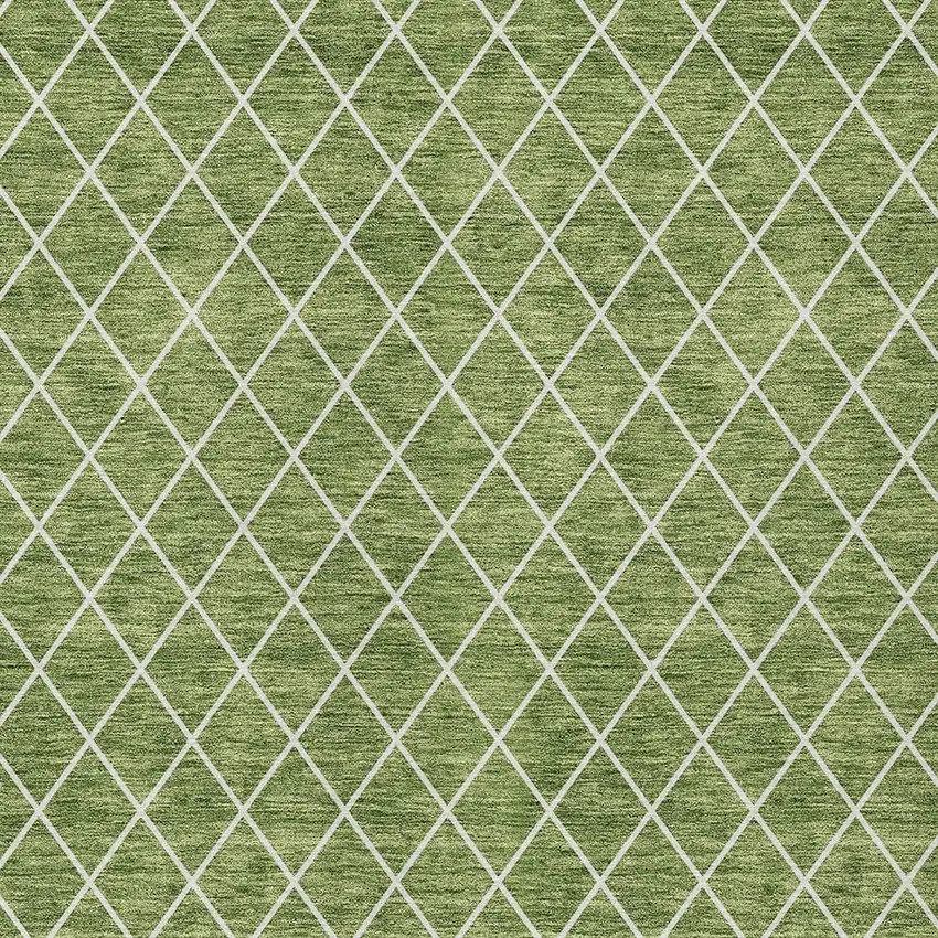 Green And Ivory Geometric Washable Indoor Outdoor Area Rug Photo 6
