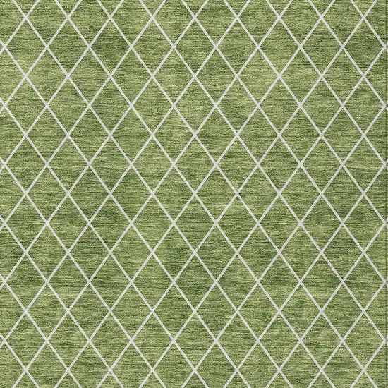 Green And Ivory Geometric Washable Indoor Outdoor Area Rug Photo 6
