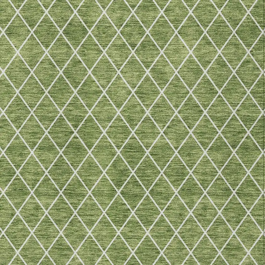 Green And Ivory Geometric Washable Indoor Outdoor Area Rug Photo 6