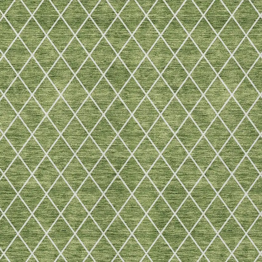 Green And Ivory Geometric Washable Indoor Outdoor Area Rug Photo 6