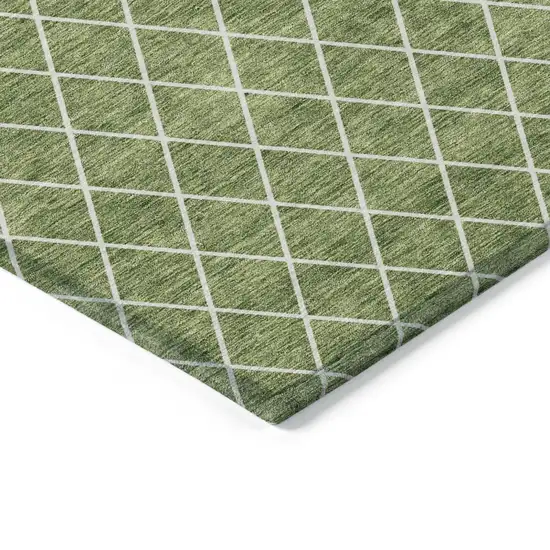 Green And Ivory Geometric Washable Indoor Outdoor Area Rug Photo 4