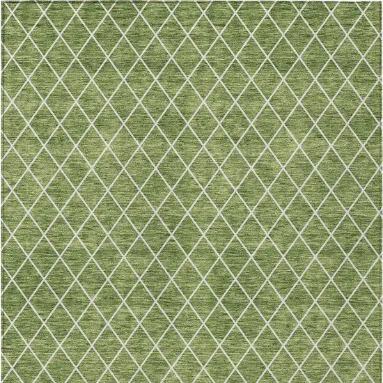 Green And Ivory Geometric Washable Indoor Outdoor Area Rug Photo 7