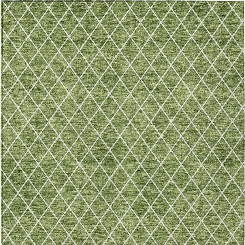 Green And Ivory Geometric Washable Indoor Outdoor Area Rug Photo 7