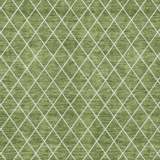 Green And Ivory Geometric Washable Indoor Outdoor Area Rug Photo 6