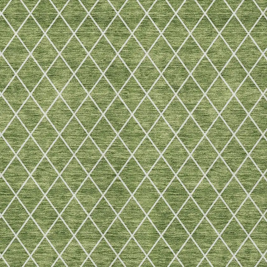 Green And Ivory Geometric Washable Indoor Outdoor Area Rug Photo 6