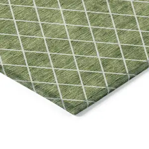 Photo of Green And Ivory Geometric Washable Indoor Outdoor Area Rug