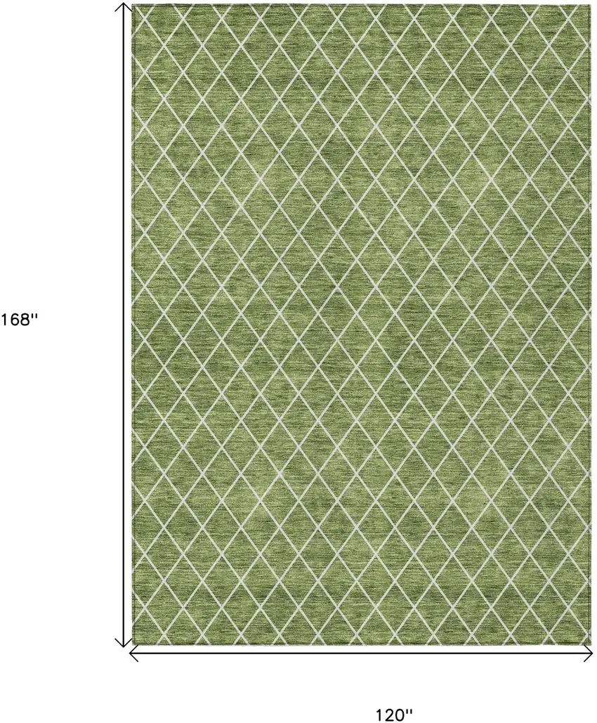 Green And Ivory Geometric Washable Indoor Outdoor Area Rug Photo 3