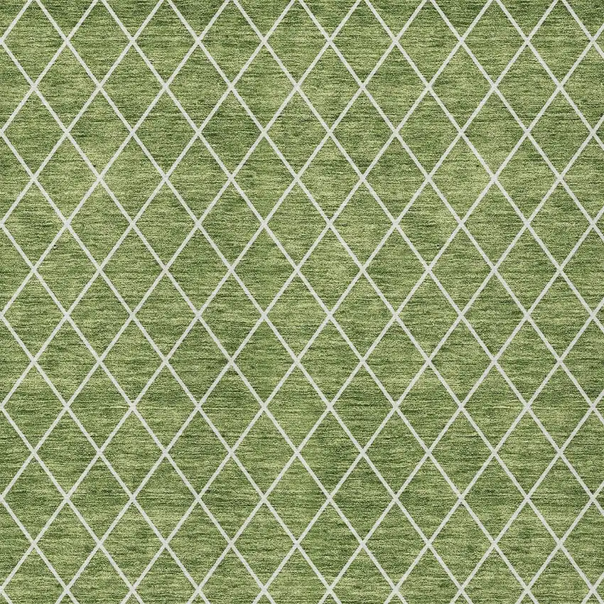 Green And Ivory Geometric Washable Indoor Outdoor Area Rug Photo 6