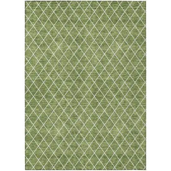 Green And Ivory Geometric Washable Indoor Outdoor Area Rug Photo 2