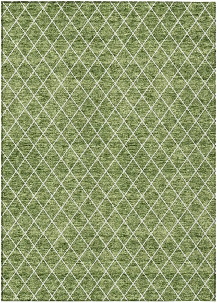 Green And Ivory Geometric Washable Indoor Outdoor Area Rug Photo 2