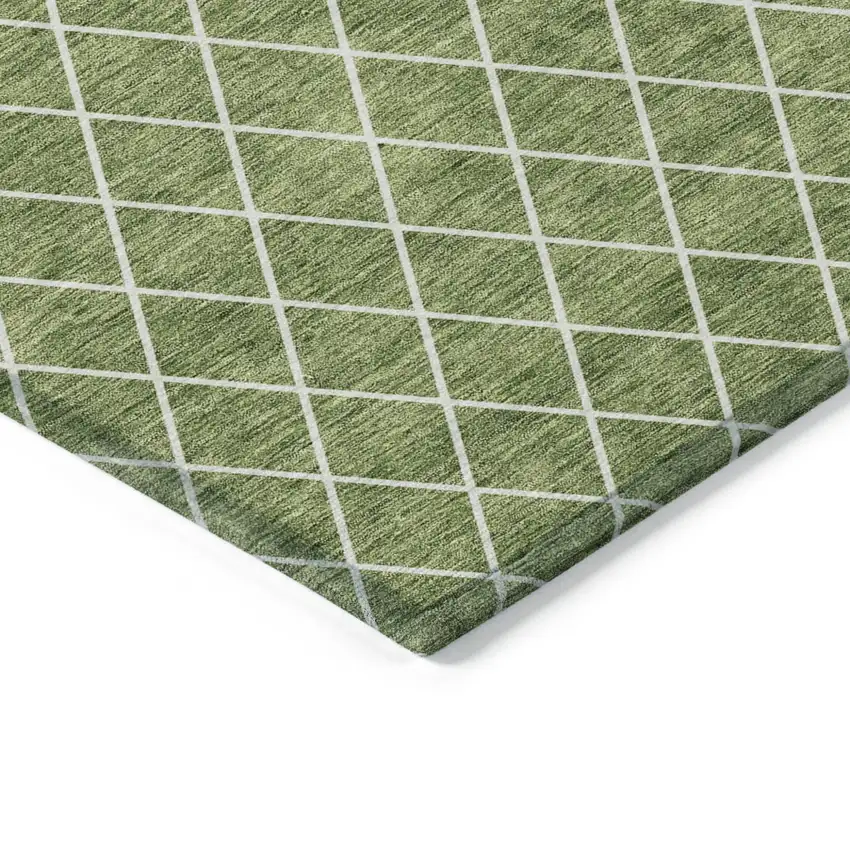 Green And Ivory Geometric Washable Indoor Outdoor Area Rug Photo 4