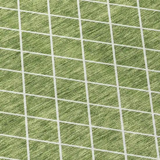 Green And Ivory Geometric Washable Indoor Outdoor Area Rug Photo 5