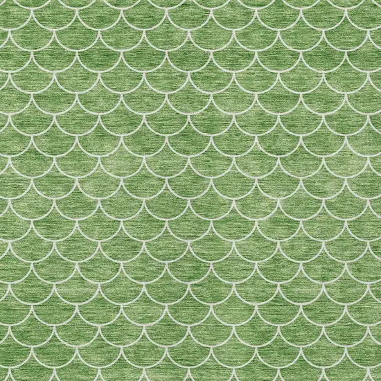 Green And Ivory Geometric Washable Indoor Outdoor Area Rug Photo 6