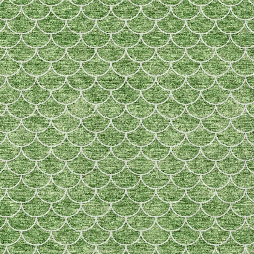 Green And Ivory Geometric Washable Indoor Outdoor Area Rug Photo 6