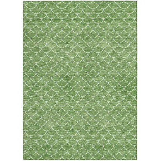 Green And Ivory Geometric Washable Indoor Outdoor Area Rug Photo 6