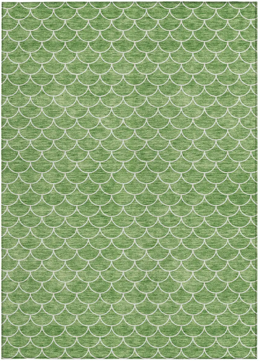 Green And Ivory Geometric Washable Indoor Outdoor Area Rug Photo 6