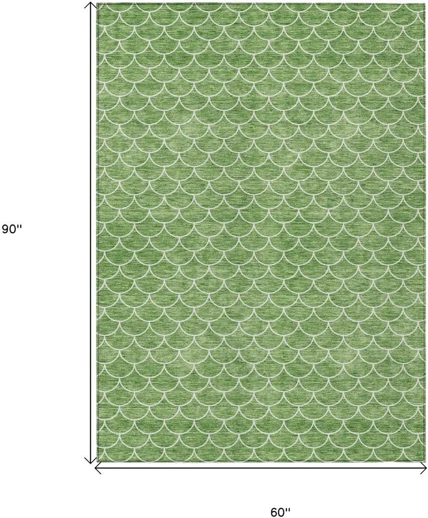 Green And Ivory Geometric Washable Indoor Outdoor Area Rug Photo 3