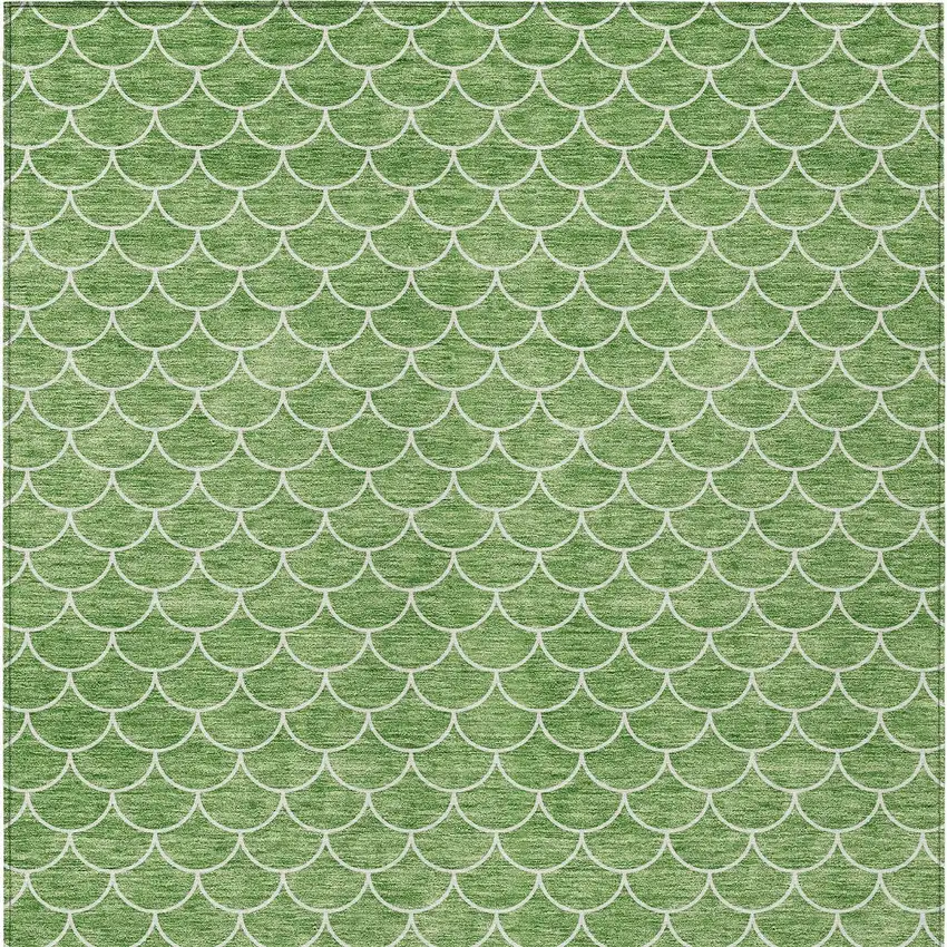Green And Ivory Geometric Washable Indoor Outdoor Area Rug Photo 7