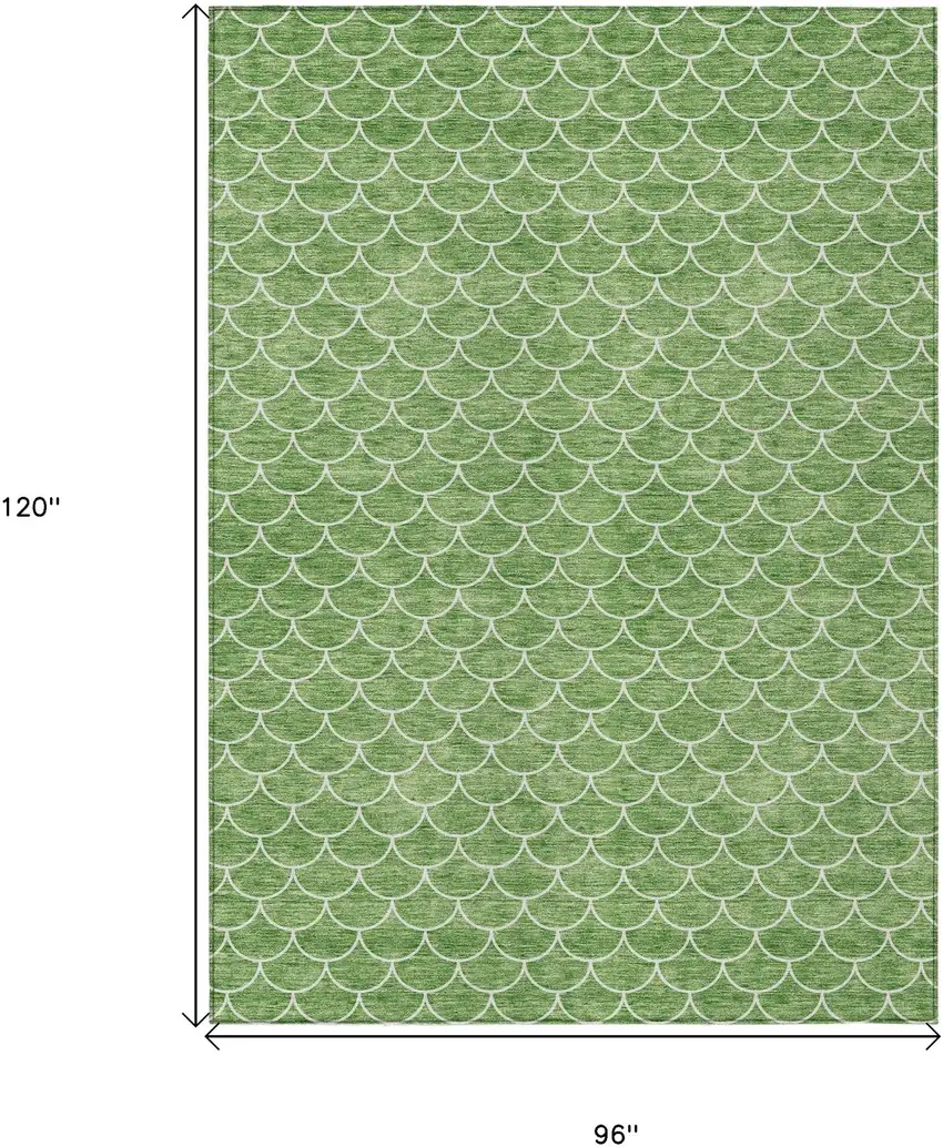 Green And Ivory Geometric Washable Indoor Outdoor Area Rug Photo 3