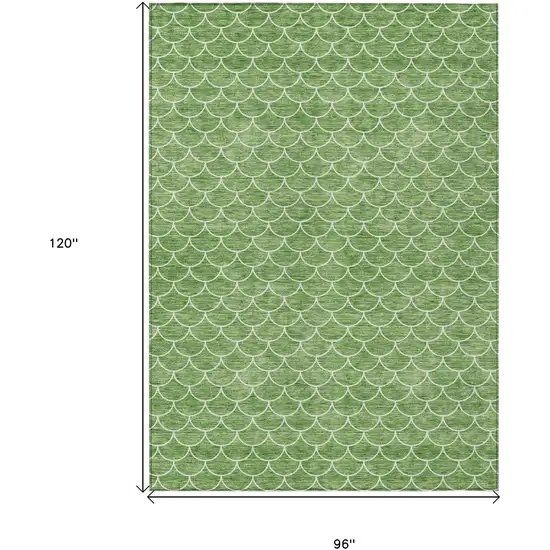 Green And Ivory Geometric Washable Indoor Outdoor Area Rug Photo 3