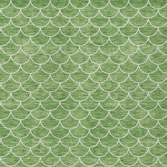 Green And Ivory Geometric Washable Indoor Outdoor Area Rug Photo 6