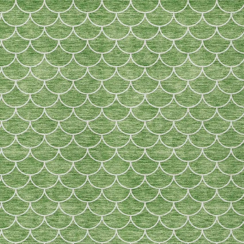 Green And Ivory Geometric Washable Indoor Outdoor Area Rug Photo 6