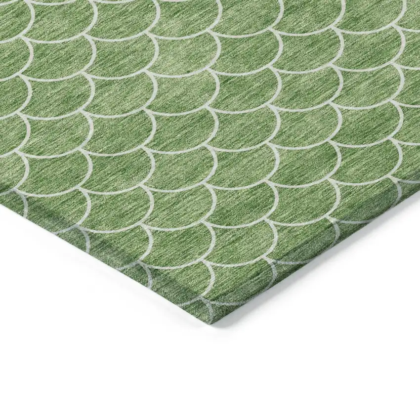 Green And Ivory Geometric Washable Indoor Outdoor Area Rug Photo 4