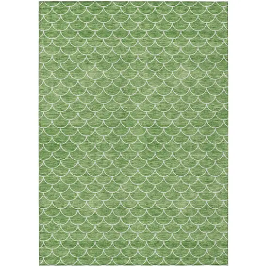 Green And Ivory Geometric Washable Indoor Outdoor Area Rug Photo 2
