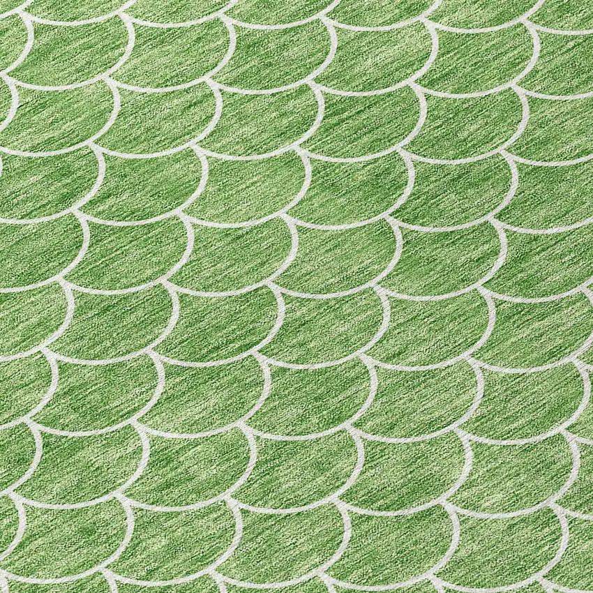Green And Ivory Geometric Washable Indoor Outdoor Area Rug Photo 5