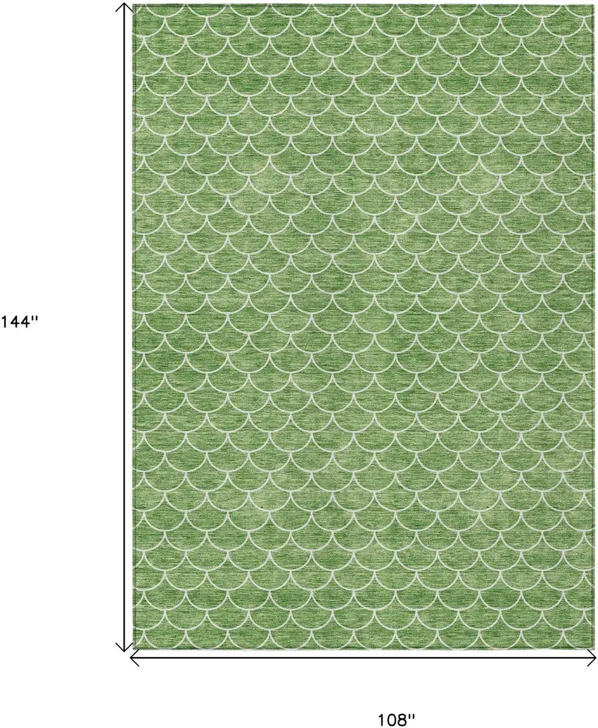 Green And Ivory Geometric Washable Indoor Outdoor Area Rug Photo 3