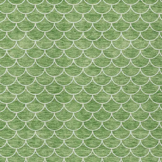 Green And Ivory Geometric Washable Indoor Outdoor Area Rug Photo 6