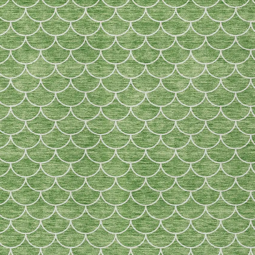 Green And Ivory Geometric Washable Indoor Outdoor Area Rug Photo 6