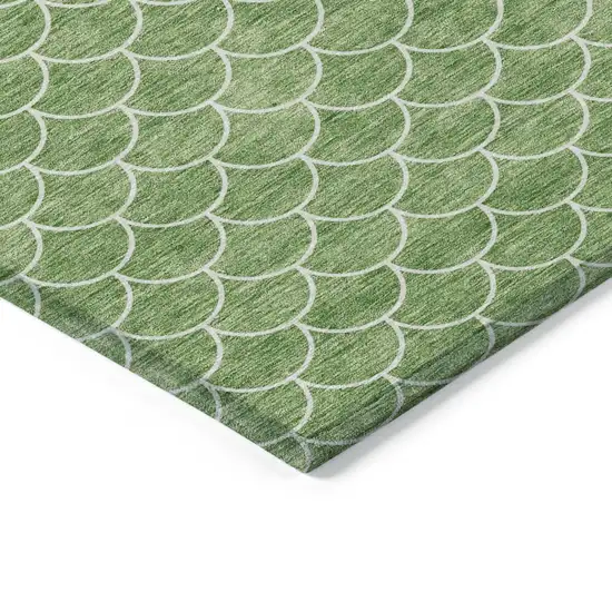 Green And Ivory Geometric Washable Indoor Outdoor Area Rug Photo 4