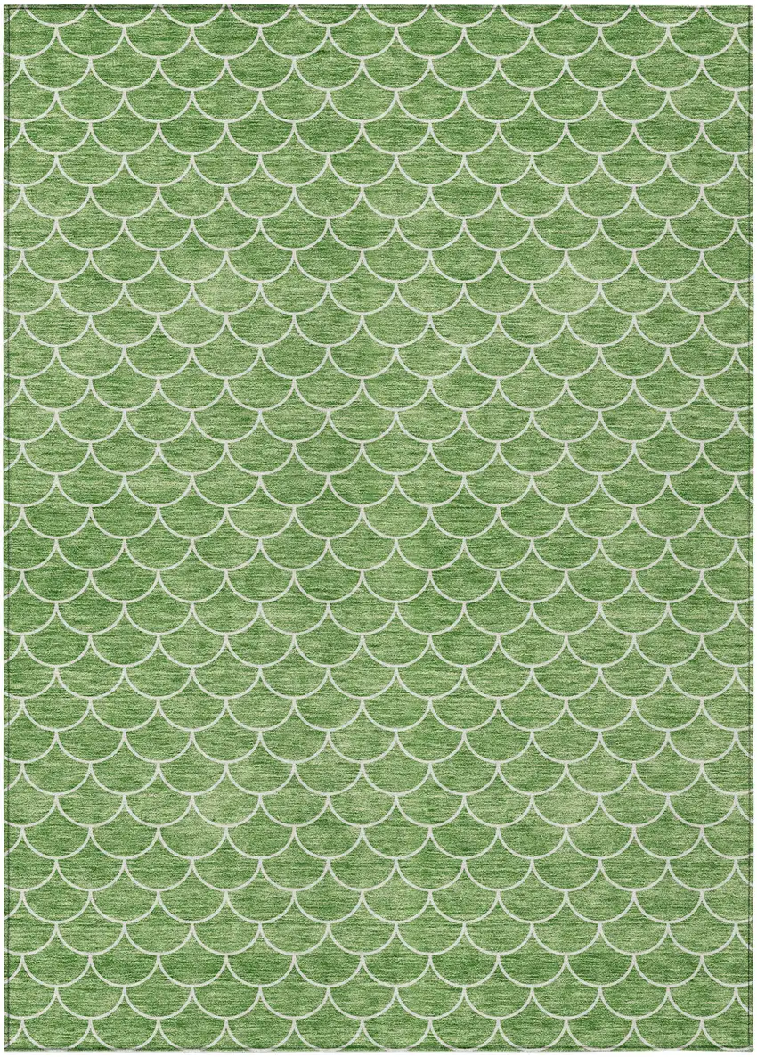 Green And Ivory Geometric Washable Indoor Outdoor Area Rug Photo 2