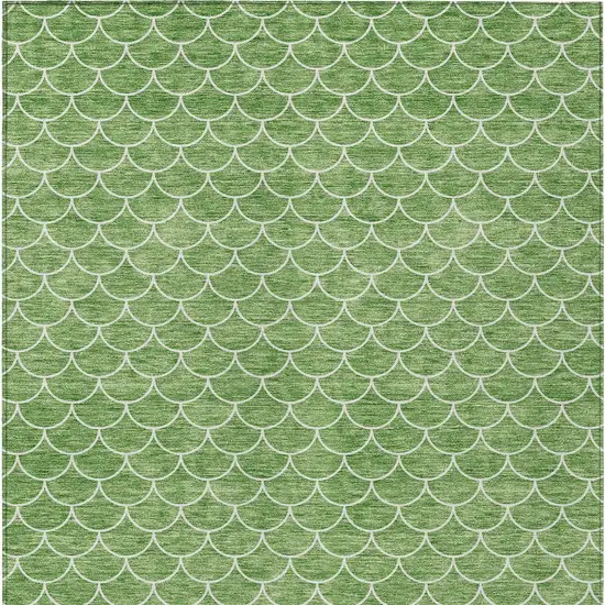 Green And Ivory Geometric Washable Indoor Outdoor Area Rug Photo 7
