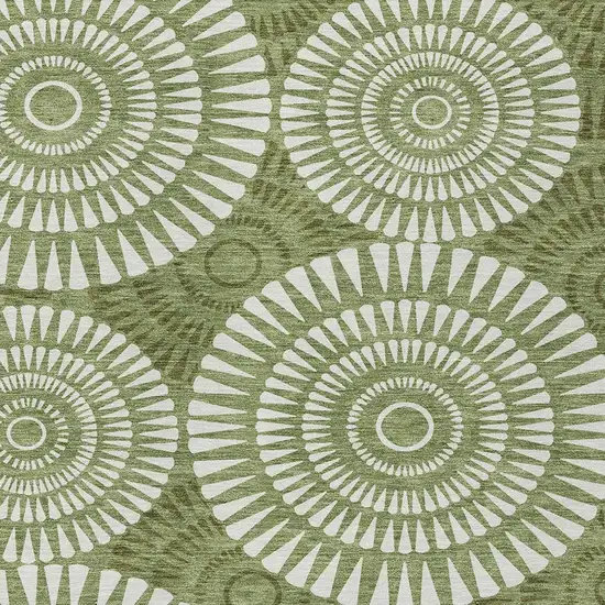 Green And Ivory Geometric Washable Indoor Outdoor Area Rug Photo 6