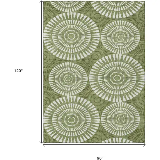 Green And Ivory Geometric Washable Indoor Outdoor Area Rug Photo 3