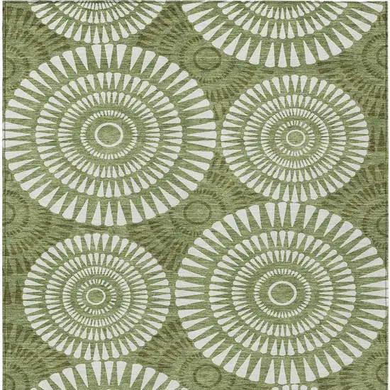 Green And Ivory Geometric Washable Indoor Outdoor Area Rug Photo 7