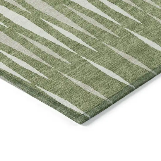 Green And Ivory Geometric Washable Indoor Outdoor Area Rug Photo 5
