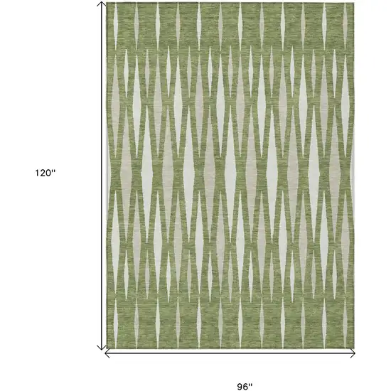 Green And Ivory Geometric Washable Indoor Outdoor Area Rug Photo 3