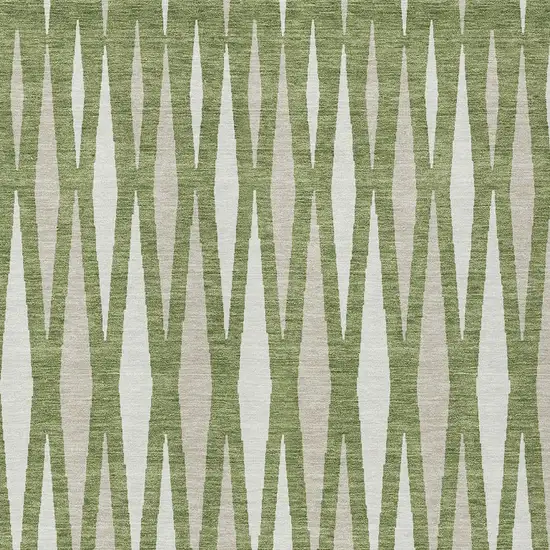 Green And Ivory Geometric Washable Indoor Outdoor Area Rug Photo 6