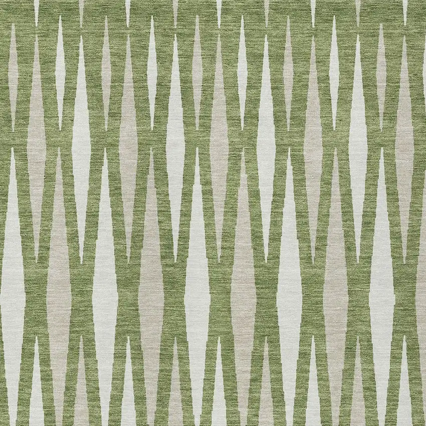 Green And Ivory Geometric Washable Indoor Outdoor Area Rug Photo 6