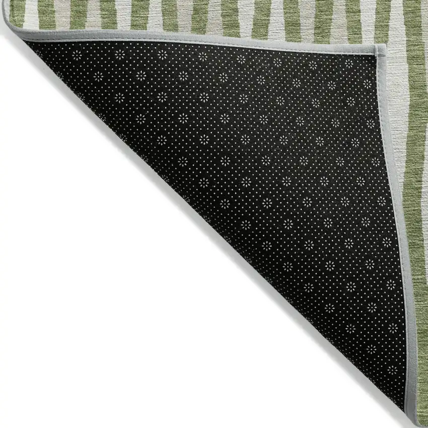 Green And Ivory Geometric Washable Indoor Outdoor Area Rug Photo 4