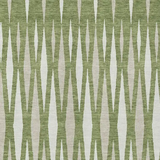 Green And Ivory Geometric Washable Indoor Outdoor Area Rug Photo 6