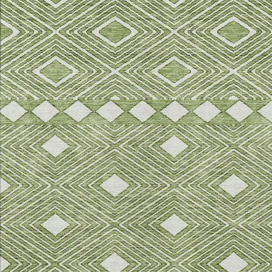 Green And Ivory Geometric Washable Indoor Outdoor Area Rug Photo 6